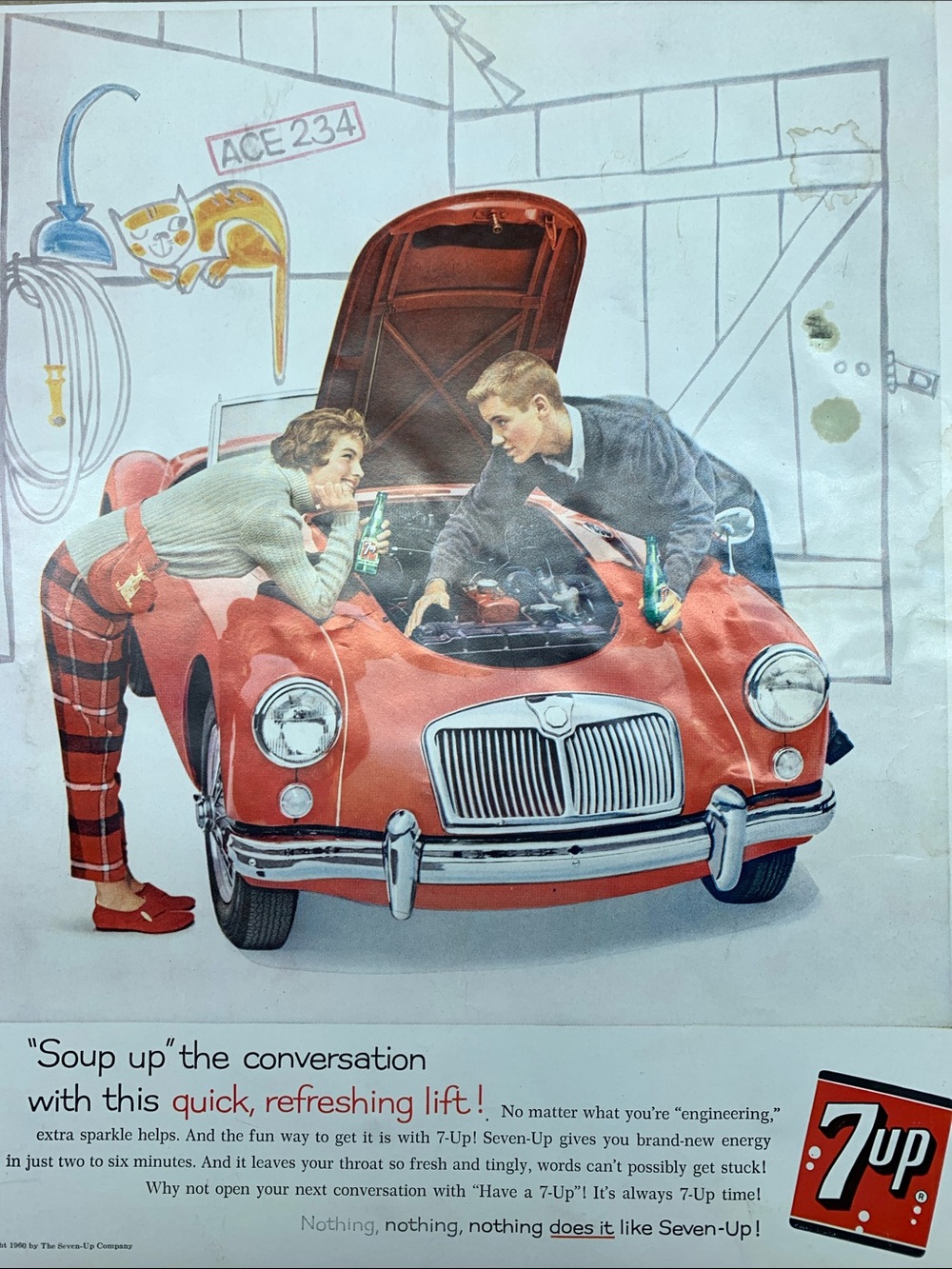 Vintage 7-up Ad Red Retro Car from Look Magazine March 1, 1960